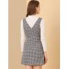 imageAllegra K Womens Overalls Suspenders Halloween V Neck Plaid Houndstooth Pinafore DressWhite Brown