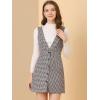 imageAllegra K Womens Overalls Suspenders Halloween V Neck Plaid Houndstooth Pinafore DressWhite Brown