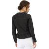 imageAllegra K Womens Peplum Denim Jackets Collarless Round Neck Button Down Cropped Ruffle Hem JacketBlack