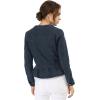 imageAllegra K Womens Peplum Denim Jackets Collarless Round Neck Button Down Cropped Ruffle Hem JacketBlue