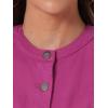 imageAllegra K Womens Peplum Denim Jackets Collarless Round Neck Button Down Cropped Ruffle Hem JacketHot Pink