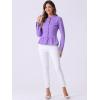 imageAllegra K Womens Peplum Denim Jackets Collarless Round Neck Button Down Cropped Ruffle Hem JacketPurple