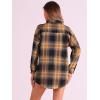 imageAllegra K Womens Plaid Shirt Oversized Collared Button Down Long Sleeve Casual Blouse TopBlack Caramel