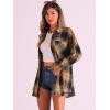 imageAllegra K Womens Plaid Shirt Oversized Collared Button Down Long Sleeve Casual Blouse TopBlack Caramel