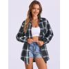 imageAllegra K Womens Plaid Shirt Oversized Collared Button Down Long Sleeve Casual Blouse TopBlue