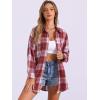 imageAllegra K Womens Plaid Shirt Oversized Collared Button Down Long Sleeve Casual Blouse TopDark Red