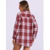 imageAllegra K Womens Plaid Shirt Oversized Collared Button Down Long Sleeve Casual Blouse TopDark Red