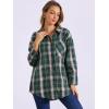 imageAllegra K Womens Plaid Shirt Oversized Collared Button Down Long Sleeve Casual Blouse TopGreen