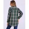 imageAllegra K Womens Plaid Shirt Oversized Collared Button Down Long Sleeve Casual Blouse TopGreen