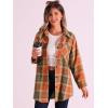 imageAllegra K Womens Plaid Shirt Oversized Collared Button Down Long Sleeve Casual Blouse TopOrange