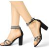 imageAllegra K Womens Rhinestones Strappy Chunky Heel SandalsBlack