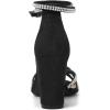 imageAllegra K Womens Rhinestones Strappy Chunky Heel SandalsBlack