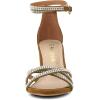 imageAllegra K Womens Rhinestones Strappy Chunky Heel SandalsBrown