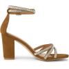 imageAllegra K Womens Rhinestones Strappy Chunky Heel SandalsBrown