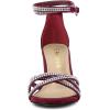 imageAllegra K Womens Rhinestones Strappy Chunky Heel SandalsBurgundy