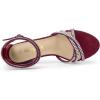 imageAllegra K Womens Rhinestones Strappy Chunky Heel SandalsBurgundy