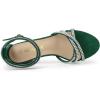 imageAllegra K Womens Rhinestones Strappy Chunky Heel SandalsDark Green