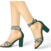 imageAllegra K Womens Rhinestones Strappy Chunky Heel SandalsDark Green