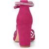 imageAllegra K Womens Rhinestones Strappy Chunky Heel SandalsHot Pink