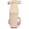 imageAllegra K Womens Rhinestones Strappy Chunky Heel SandalsKhaki