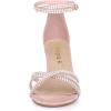 imageAllegra K Womens Rhinestones Strappy Chunky Heel SandalsPink