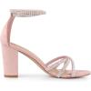 imageAllegra K Womens Rhinestones Strappy Chunky Heel SandalsPink