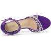 imageAllegra K Womens Rhinestones Strappy Chunky Heel SandalsPurple