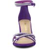 imageAllegra K Womens Rhinestones Strappy Chunky Heel SandalsPurple