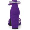 imageAllegra K Womens Rhinestones Strappy Chunky Heel SandalsPurple