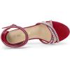 imageAllegra K Womens Rhinestones Strappy Chunky Heel SandalsRed