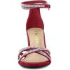 imageAllegra K Womens Rhinestones Strappy Chunky Heel SandalsRed