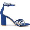 imageAllegra K Womens Rhinestones Strappy Chunky Heel SandalsRoyal Blue