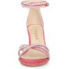 imageAllegra K Womens Rhinestones Strappy Chunky Heel SandalsWatermelon Red