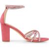 imageAllegra K Womens Rhinestones Strappy Chunky Heel SandalsWatermelon Red