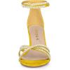 imageAllegra K Womens Rhinestones Strappy Chunky Heel SandalsYellow