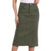 imageAllegra K Casual Denim Skirt for Womens High Waist Split Back Pockets Midi Jean SkirtsArmy Green