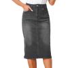 imageAllegra K Casual Denim Skirt for Womens High Waist Split Back Pockets Midi Jean SkirtsGrey