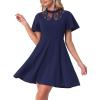 imageAllegra K Gothic Dress for Womens Lace Mesh Mock Neck Cocktail Party Vintage Homecoming DressesDark Blue