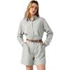 imageAllegra K Linen Shot Sets for Womens 2 Piece Outfit Long Sleeve Button Shirt and Belted ShortsLight Grey