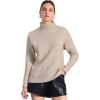 imageAllegra K Ribbed Sweater for Womens High Neck Long Sleeve Stretch Winter Knit Turtleneck TopApricot