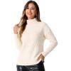 imageAllegra K Ribbed Sweater for Womens High Neck Long Sleeve Stretch Winter Knit Turtleneck TopBeige