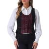 imageAllegra K Vintage Waistcoat Vest for Womens Plaid Button Down Work Dressy VestsRed