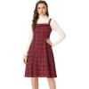 imageAllegra K Womens Christmas Plaid Dress Vintage Sleeveless Tie Waist ALine Pinafore Overall DressesRed