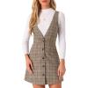 imageAllegra K Womens Overalls Suspenders Halloween V Neck Plaid Houndstooth Pinafore DressBrown Check