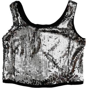 imageAllegra K Womens Metallic Sequin Crop Top Sparkle Glitter Sleeveless Party Club Tank TopBlack Silver