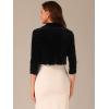 imageAllegra K 34 Sleeve Velvet Shrug for Womens Open Front Bolero Cropped Cardigan TopBlack