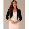 imageAllegra K 34 Sleeve Velvet Shrug for Womens Open Front Bolero Cropped Cardigan TopBlack