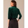 imageAllegra K 34 Sleeve Velvet Shrug for Womens Open Front Bolero Cropped Cardigan TopDark Green