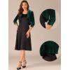 imageAllegra K 34 Sleeve Velvet Shrug for Womens Open Front Bolero Cropped Cardigan TopDark Green