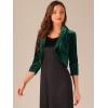 imageAllegra K 34 Sleeve Velvet Shrug for Womens Open Front Bolero Cropped Cardigan TopDark Green